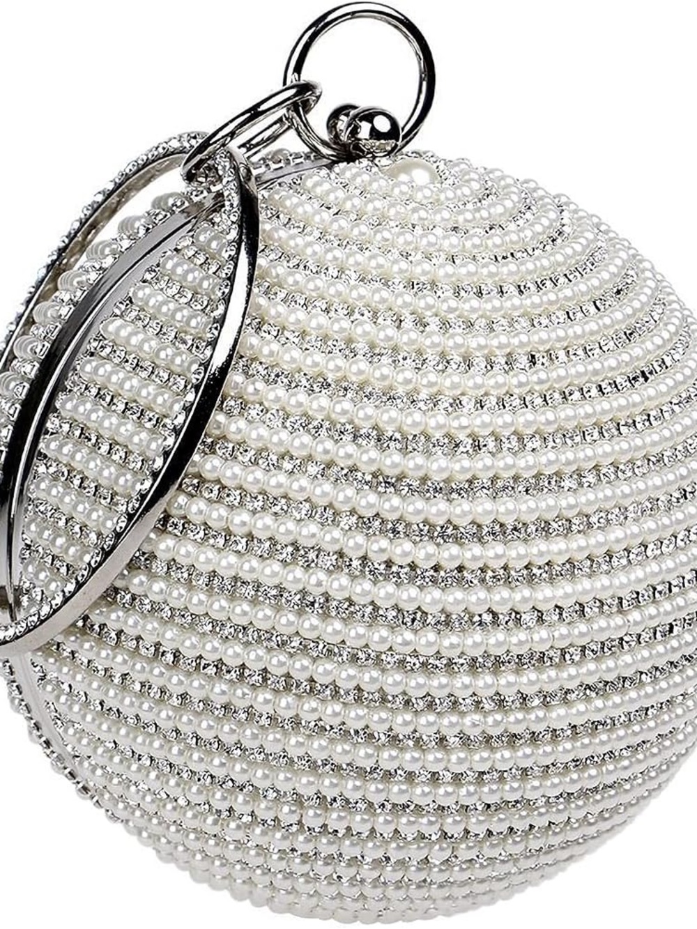NWT Pearl Clutch Purse Sparkling Bling Swarovski Crystal Rhinestone Bag +Gift - Picture 3 of 6